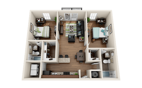 2 Bed 2 Bath Floor Plan at Oasis at Twinwood, North Carolina